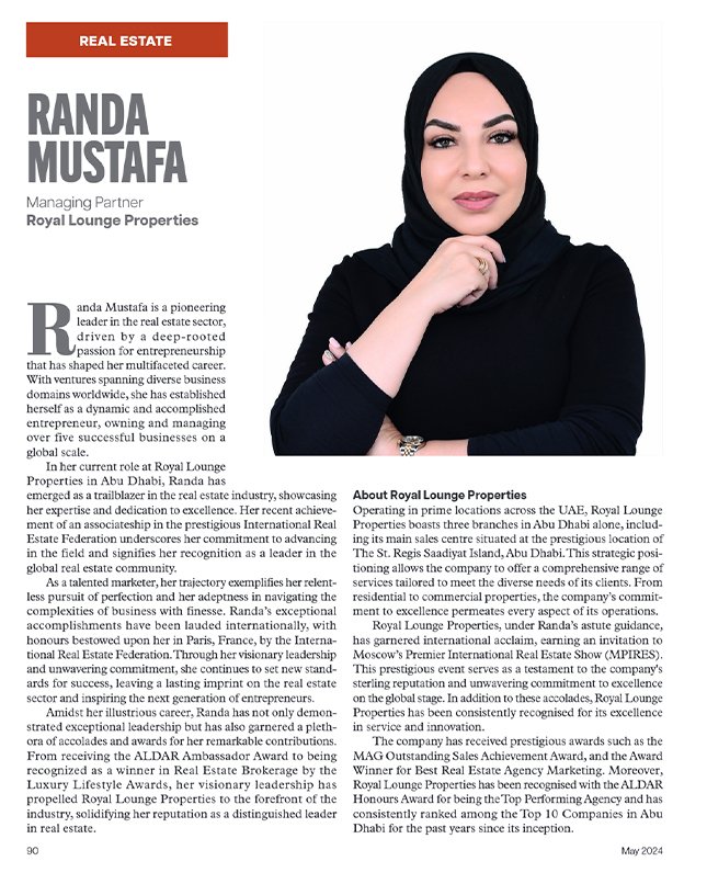 Randa Mustafa at Arabian Business Page Slider